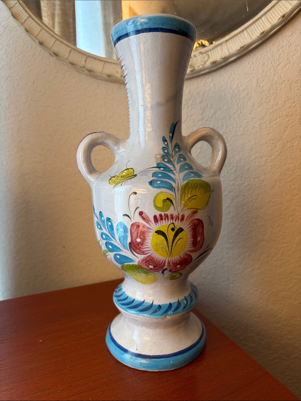 Hand-Painted Ceramic Vase from Mexico